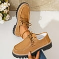 thumbnail image 2 of FRSASU Women Suede Platform Wedge Rocker Loafers Comfortable Round Toe Wedge Non-Slip Casual Lace Up Dress Moccasin Shoes Brown, 2 of 9