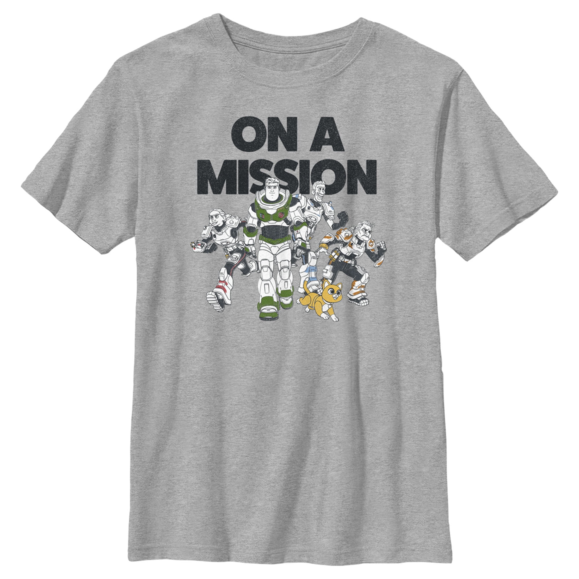 Boy's Lightyear On a Mission Group  Graphic Tee Athletic Heather Medium