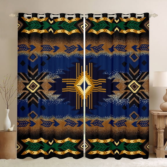 Erosebridal Tribal Aztec Curtains Pack of 2 (42Wx63L),Hippie Boho 30%-50% Black Out Curtains,Curtains for Living Room,Teenager Bedroom Decor