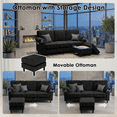 thumbnail image 3 of Howcool 80" Convertible Sectional Sofa Couch, L-Shaped Loveseat with Storage Ottoman, USB Ports, Cup Holders & Deep Seats, Modern Corduroy Fabric Couch for Apartment Living Room Small Space, Black, 3 of 7