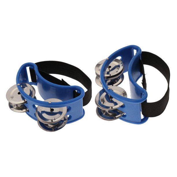 1 par de percusión de pandereta de cascabeles de acero doble para niños Azul Yuyangstore Pie Pandereta