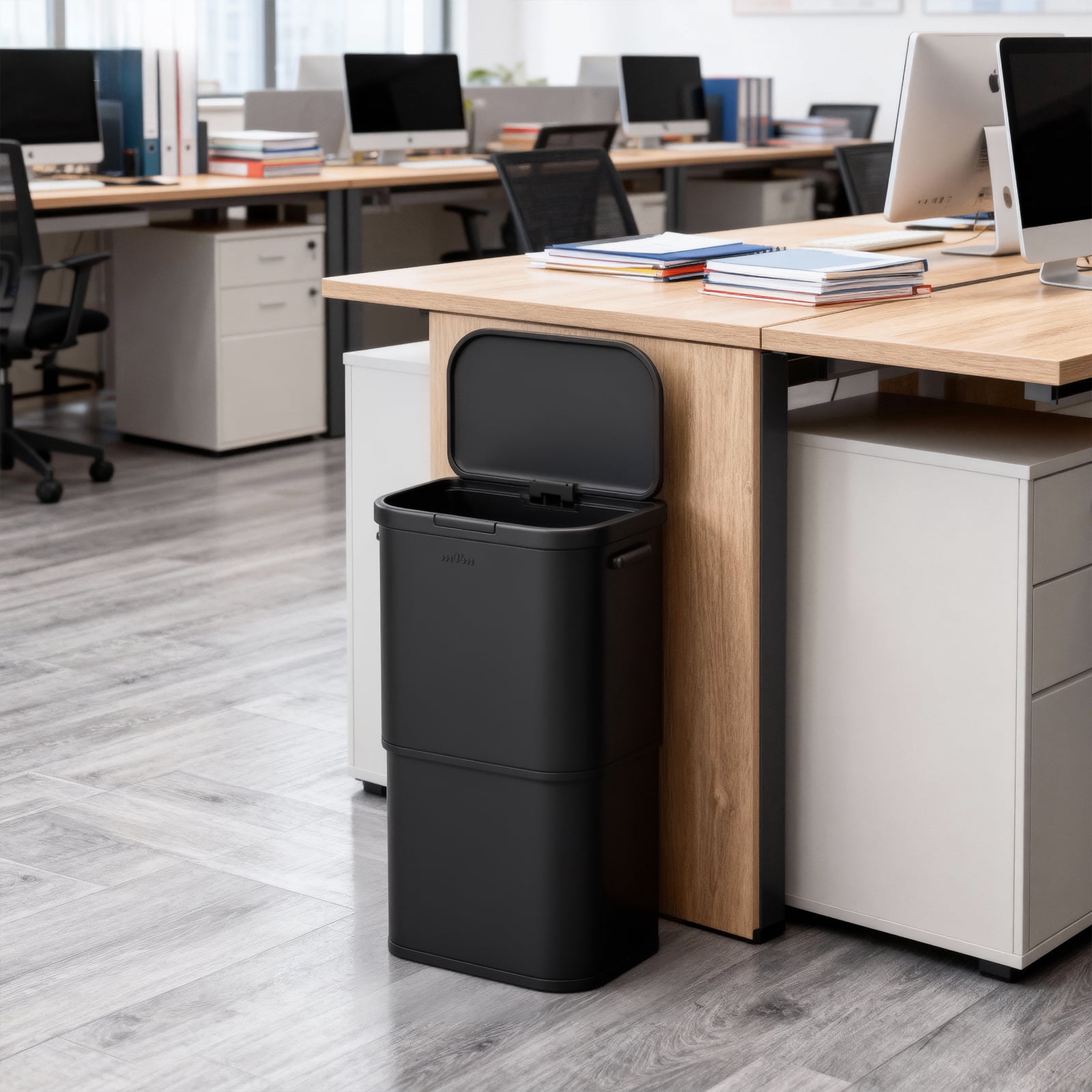 mVm 16 Gal Kitchen Trash Can, Touch Top Large Garbage Can (Black)
