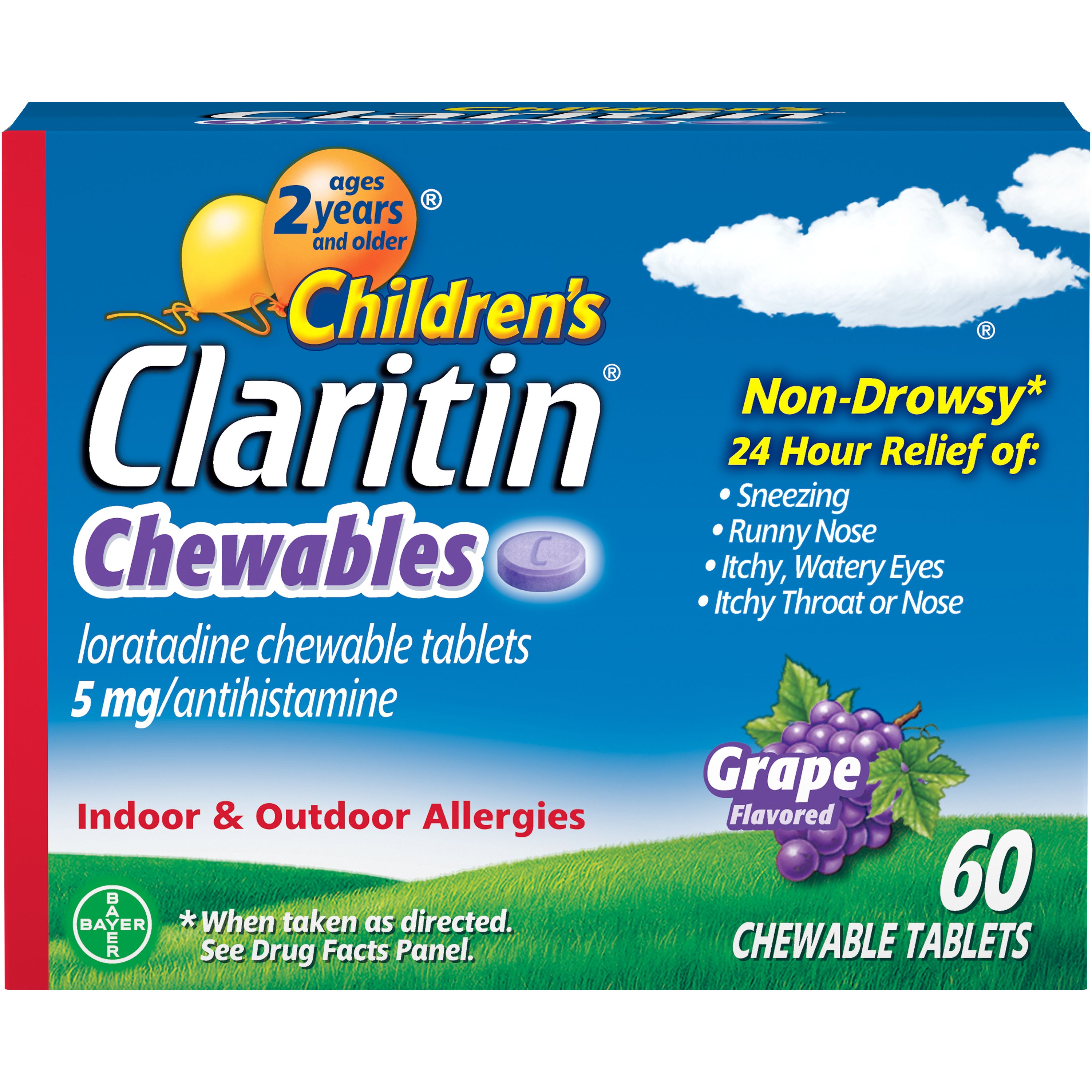 Claritin Allergy Medicine for Kids, Loratadine Antihistamine Grape Chewable Tablets, 60 Ct - image 4 of 13