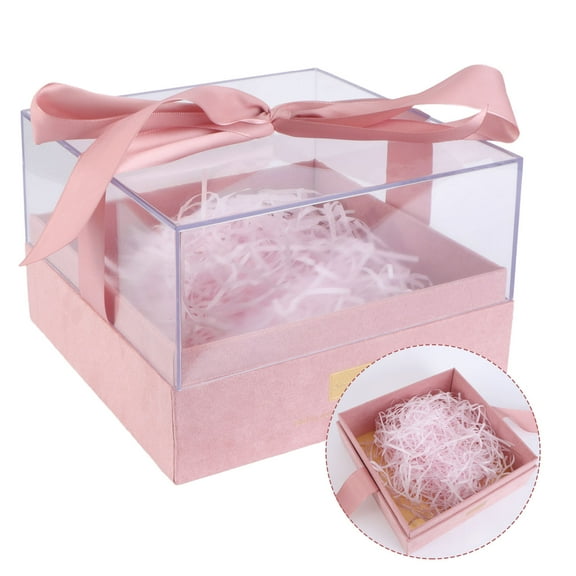 UPKOCH 1Pc Pink Transparent Gift Box Acrylic for Party Candy Storage