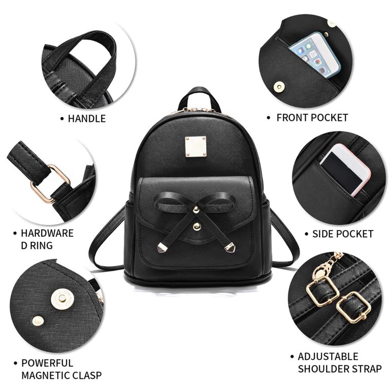 childrens leather backpack Childhome in Leatherlook Brown Mini size and bowknot decor make you look chic and fashion Kiddopark Bowknot Cute Leather Backpack