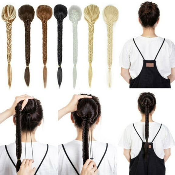 SAYFUT Fishtail Braid Ponytail 24" Clip in Long Hair Extension Natural Hairpiece Synthetic Hair Piece for Women