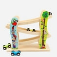 thumbnail image 4 of Cartoon Children Wooden Ladder Gliding Car Racing Track Educational Slide Toy, 4 of 4