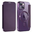 thumbnail image 2 of Cutyskin for iPhone 15 Plus Flip Wallet Case, Built-in Camera Lens Protector [Compatible with MagSafe] Plating Transparent Business PU Leather RFID Blocking Credit Card Slots Phone Case,Purple, 2 of 7