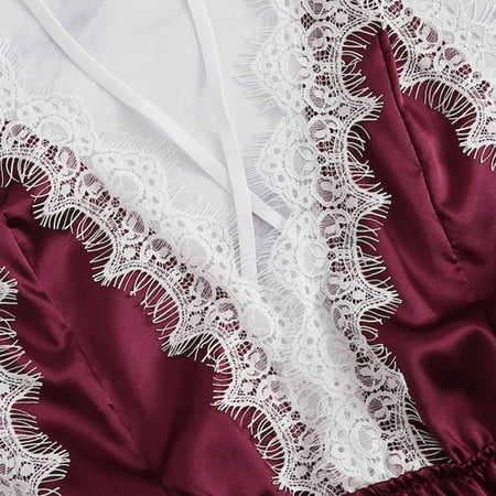

Cptfadh Underwear For Women Pajamas Womens Clothes Fashion Sissy Women Lingerie Girl V-neck Lace Splice Bodysuit Sleepwear