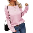 thumbnail image 2 of Women Autumn Winter Colorblock Pullover Sweaters Round Neck Striped Slim Fitting Knitwear Tops, 2 of 9