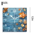 thumbnail image 2 of 12 Inch Wall Clock Battery Operated Silent Clock Decorative for Office, Kitchen, Outdoor, Living Room，Autumn Leaves on Turquoise Blue Wooden Maple Leaf Lovely, 2 of 4