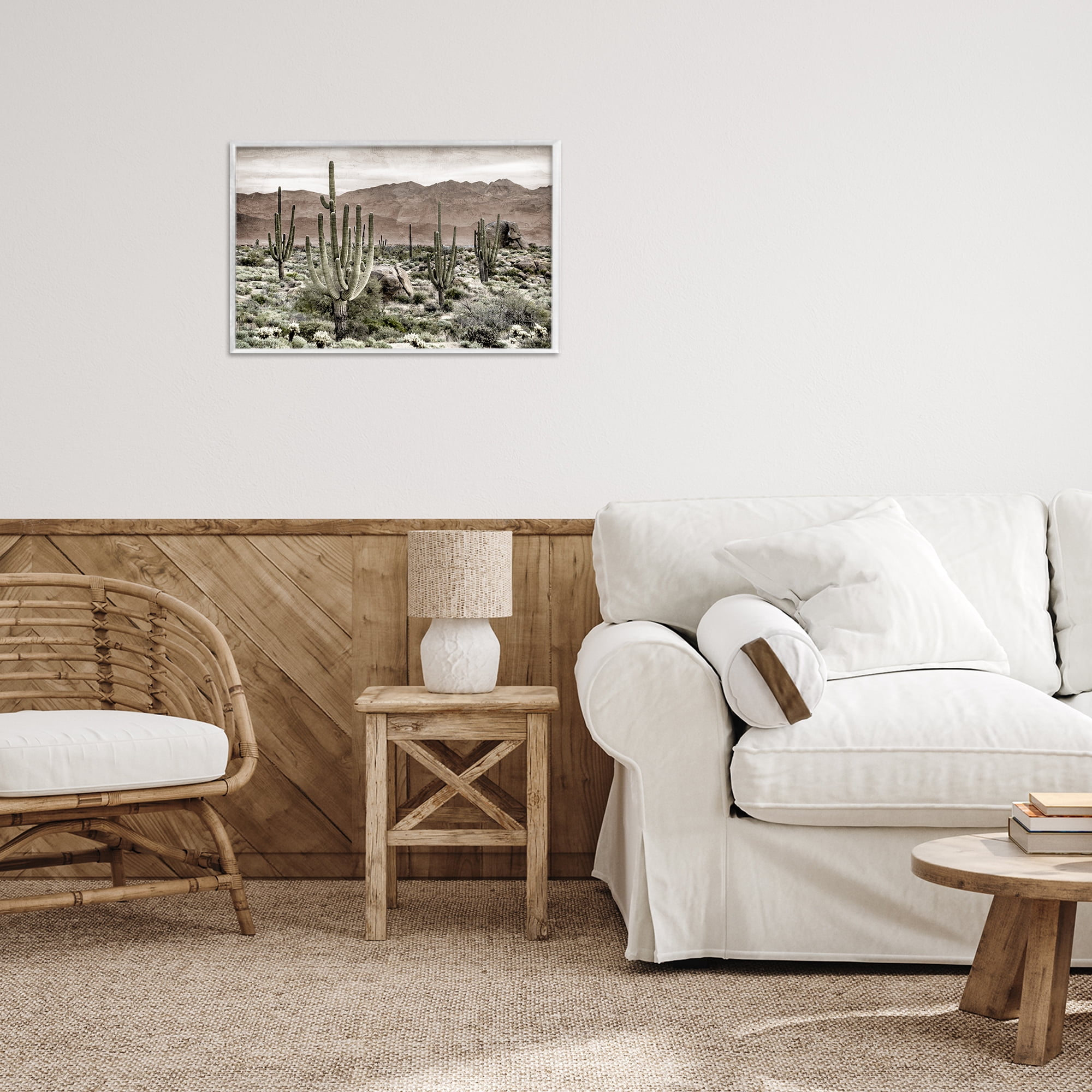 Stupell Industries Desert Land Cacti Wilderness White Framed Giclee Art, design by Kim Allen