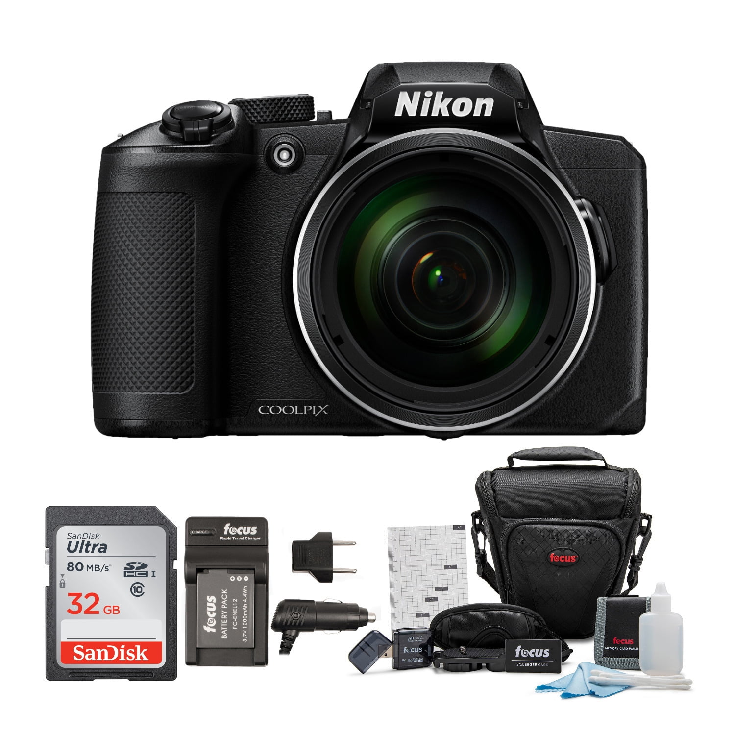Nikon COOLPIX B600 Digital Camera (Black) with 32GB Card + Accessory