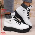 thumbnail image 7 of XIMIN Women's PU Leather Combat Boots Solid Color High Top Non-slip and Wear-Resistant Thickened Warm Outdoor Snow Boots Comfortable Hiking Boots, 7 of 7