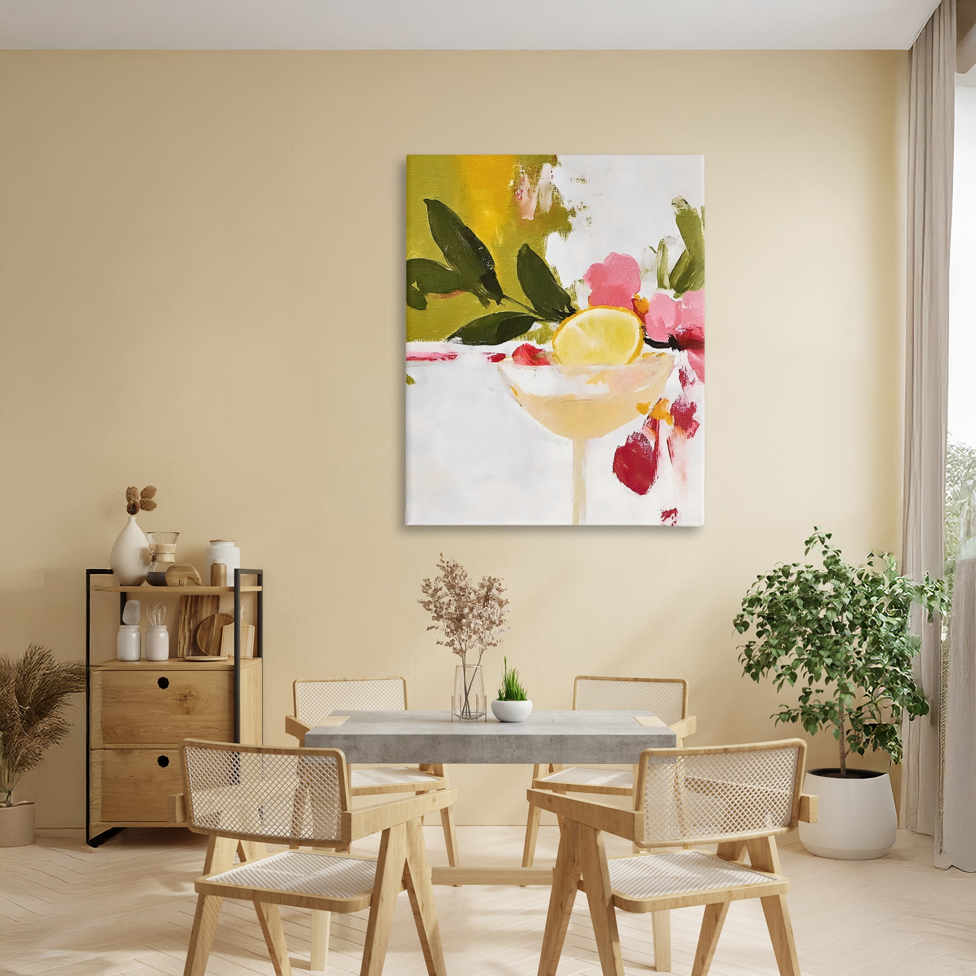 Stupell Industries Red & Pink with Lemons Canvas Wall Art, design by Riley B
