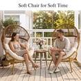 thumbnail image 3 of Dovov Oversized Egg Chair with Thick Cushion, Wicker Lounge Chair Rattan Patio Chair Indoor Outdoor Patio Lounger Basket Chair w/ Steel Frame, 500lbs Capacity, Beige, 3 of 13