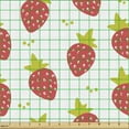 thumbnail image 2 of Ambesonne Fruit Fabric by the Yard Upholstery, Summer Coral Strawberries, 10 Yards, Yellow Green Coral and White, 2 of 5