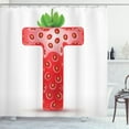 thumbnail image 1 of Ambesonne Letter T Shower Curtain, Harvest Strawberry Themed, 69"Wx75"L, Vermilion Orange and Green, 1 of 3