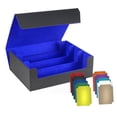 thumbnail image 1 of Caja para mazo de cartas perfecl organizador premium capacidad para más de 1800 cartas forro Negro Azul, 1 of 8