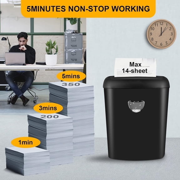 14 Sheet Cross Cut Paper Shredder for Home Office Use with P-4 High Security and 6.6 Gallon Bin for Credit Cards CDs or Staples