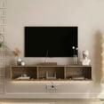 thumbnail image 5 of Barara King Entertainment Center, TV Console Table,Floating TV Stand Wall Mounted with 16 Color LEDs,69" Modern Entertainment Center for 55 60 65" TV, Brown, 5 of 8
