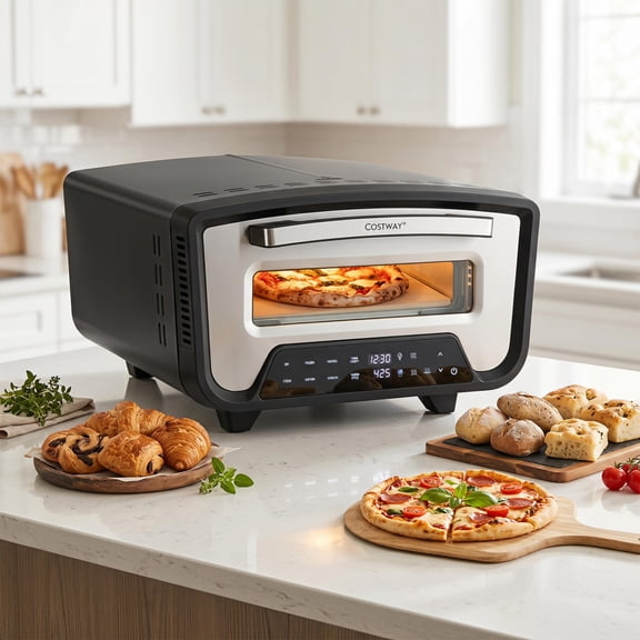 Electric Pizza Oven for 12-Inch Pizzas, 8 Presets, 13 Qt, 850F, 1700W, Black