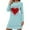 Light Blue, variant on Valentine's Pajamas for Women Heart Printed Long Sleeve Round Neck Lover Home Short Sleep Skirt