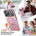 thumbnail image 6 of For iPhone 17 Pro Max Ultra Slim Hybrid TPU+PC Protective Cover with Metal Rotation Holder , Military Grade Shockproof Phone Case Cover,Pink,For iPhone 17 Pro Max, 6 of 7
