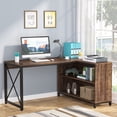 thumbnail image 4 of Tribesigns Reversible Industrial L-Shaped Desk with Enclosed Storage Shelves, Corner Computer Desk PC Laptop Study Table Workstation for Home Office Small Space (Brown, 55"), 4 of 7