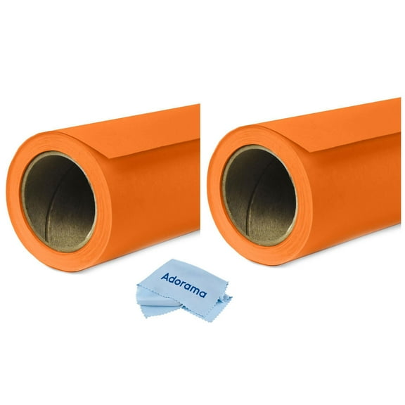Savage 2 Pack Widetone Seamless Background Paper, 86" wide x 36' Orange, #24 - With Microfiber Cleaning Cloth