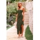 thumbnail image 5 of Vestido PRETTYGARDEN Largo sin Tirantes con Volantes Verde Militar XL, 5 of 8