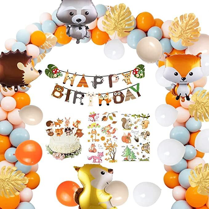 Jungle Theme Safari Baby Shower Decorations With Banner Animal Centerpieces Tropical Leaves Oh Baby Balloons Walmart Com
