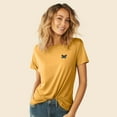 thumbnail image 4 of Dalix Butterfly Embroidered Cotton Relaxed Fit Short Sleeve Crewneck Tee Shirt Women in Mustard L Large, 4 of 5