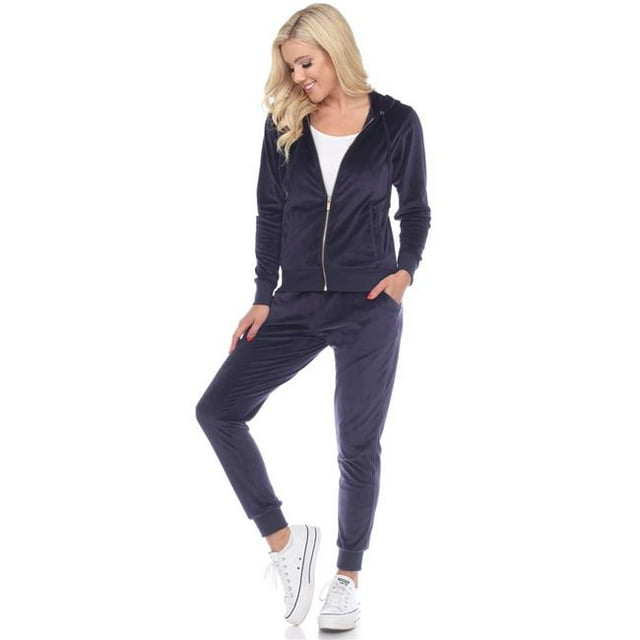 2121-04-L Velour Tracksuit Set, Blue - Large - 2 Piece