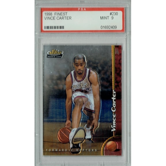 PSA 9 Vince Carter 1998 Topps Finest #230 Rookie Card Toronto Raptors