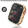 thumbnail image 5 of 2 Pack Bling Case with Tempered Glass Screen Protector for Apple Watch SE 2 Series 6/5/4 SE 44mm, All Round Full Protection Hard PC Cover Bumper for iWatch Accessories, Rosegold+Clear, 5 of 5
