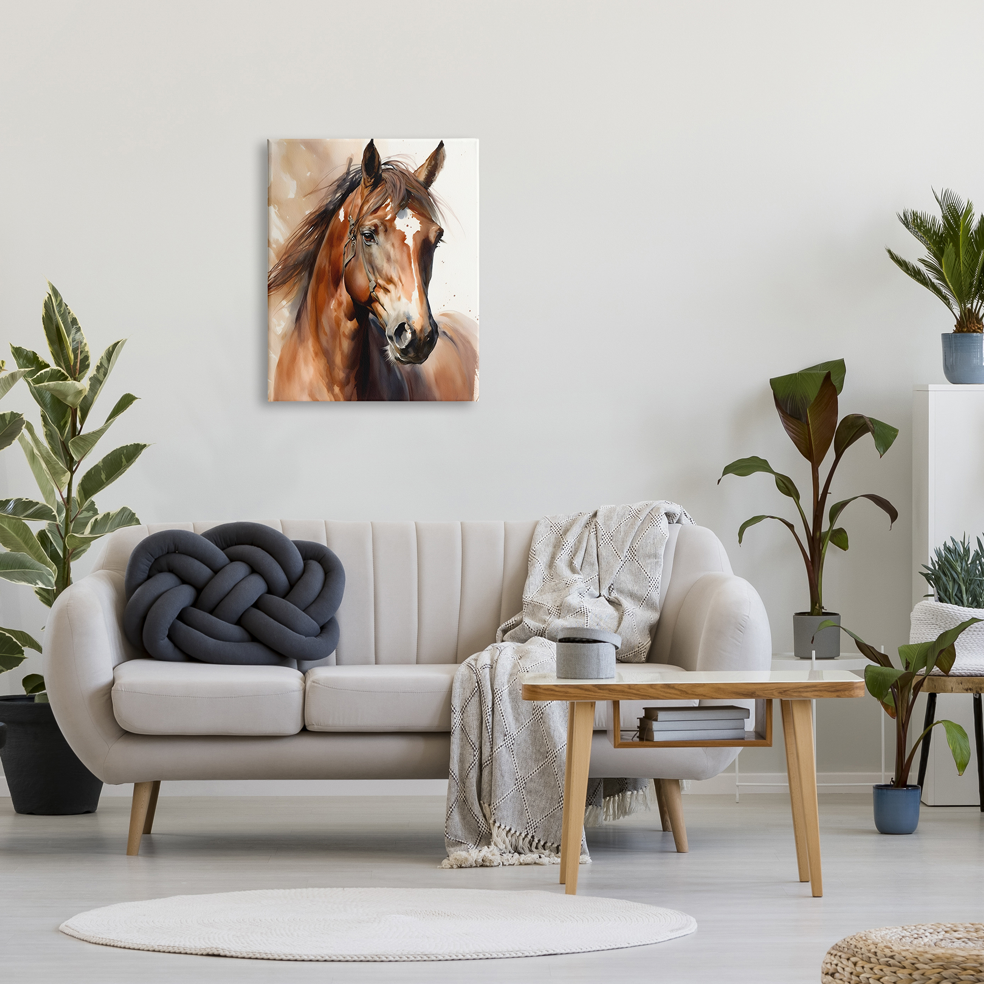 Stupell Industries Brown Horse Painting Animals & Insects Painting Gallery Wrapped Canvas Art Print Wall Art, 24 x 30
