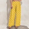 thumbnail image 5 of Polka Dots Pants High Waisted White And Yellow Office Trousers Street Fashion Custom Wide Pants, 5 of 6