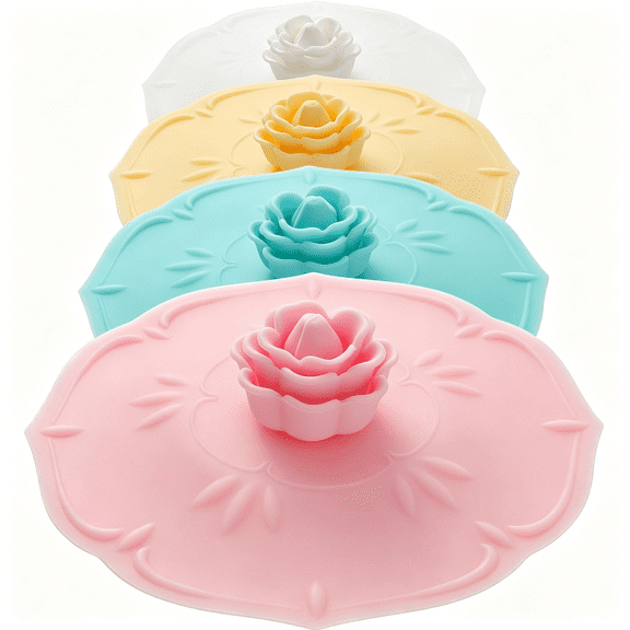 ACDANC Silicone Cup Covers (Set of 4) ,Multicolored Silicone Lids for Mugs,Cups,Tea Pots,Flexible Mug Covers,Hot Cup Lids for Coffee & Tea