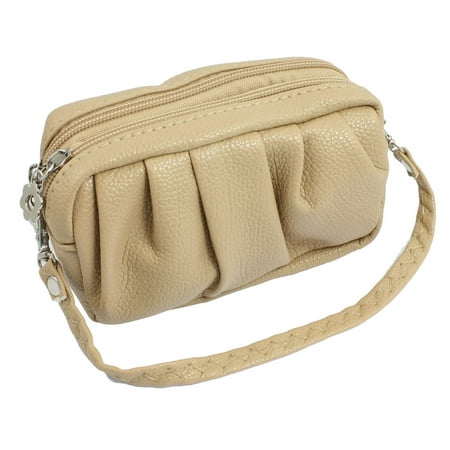 Women Lobster Clasp Strap Khaki Ruched Faux Leather Mini Handbag Purse | Walmart Canada