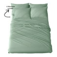 thumbnail image 2 of King Bed Sheets | Microfiber Bed Sheet Set | Soft, Wrinkle Resistant & Fade Stain Resistant Bedding | Set of 4 Pieces – 1 Flat Sheet, 1 Deep Pocket Fitted Sheet, 2 Pillowcases – King, Light Green, 2 of 3