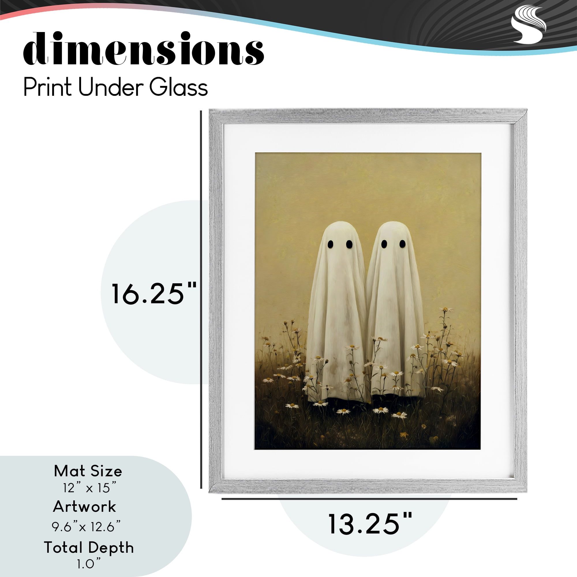 Daisy Ghost Couple Gray Framed Print Under Glass, design by Arlington Prints