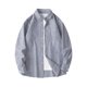 thumbnail image 1 of Blusa y camisa de manga larga con cuello vuelto para hombre, camisa informal de rayas con bolsillos de solapa y botones, blusa de poliéster de manga larga para hombre, 1 of 7
