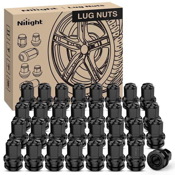 Nilight 32PCS M14x1.5 Lug Nuts Closed End Compatible with 2017-2025 Ford F250/F350 Mag Seat One-Piece Solid Black Steel OEM Factory Wheel Nuts Replace