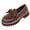 Brown, variant on Women’s Summer Loafers Plus Size Slip On Chunky Heel Low Heel Plaid Bowknot British Style Niche Versatile Outdoor Trendy Brown 6