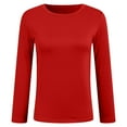 thumbnail image 5 of COMVALUE Women's Long Sleeve Tops Crew Neck Fitted Basic Tee Cozy (Red, L), 5 of 6