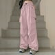 thumbnail image 5 of Gibobby Pantalones de trabajo para hombre Pantalones cargo a la moda para mujer, pantalones con cordón y dos prendas, pantalones deportivos drapeados de pierna ancha(Rosa,G), 5 of 5