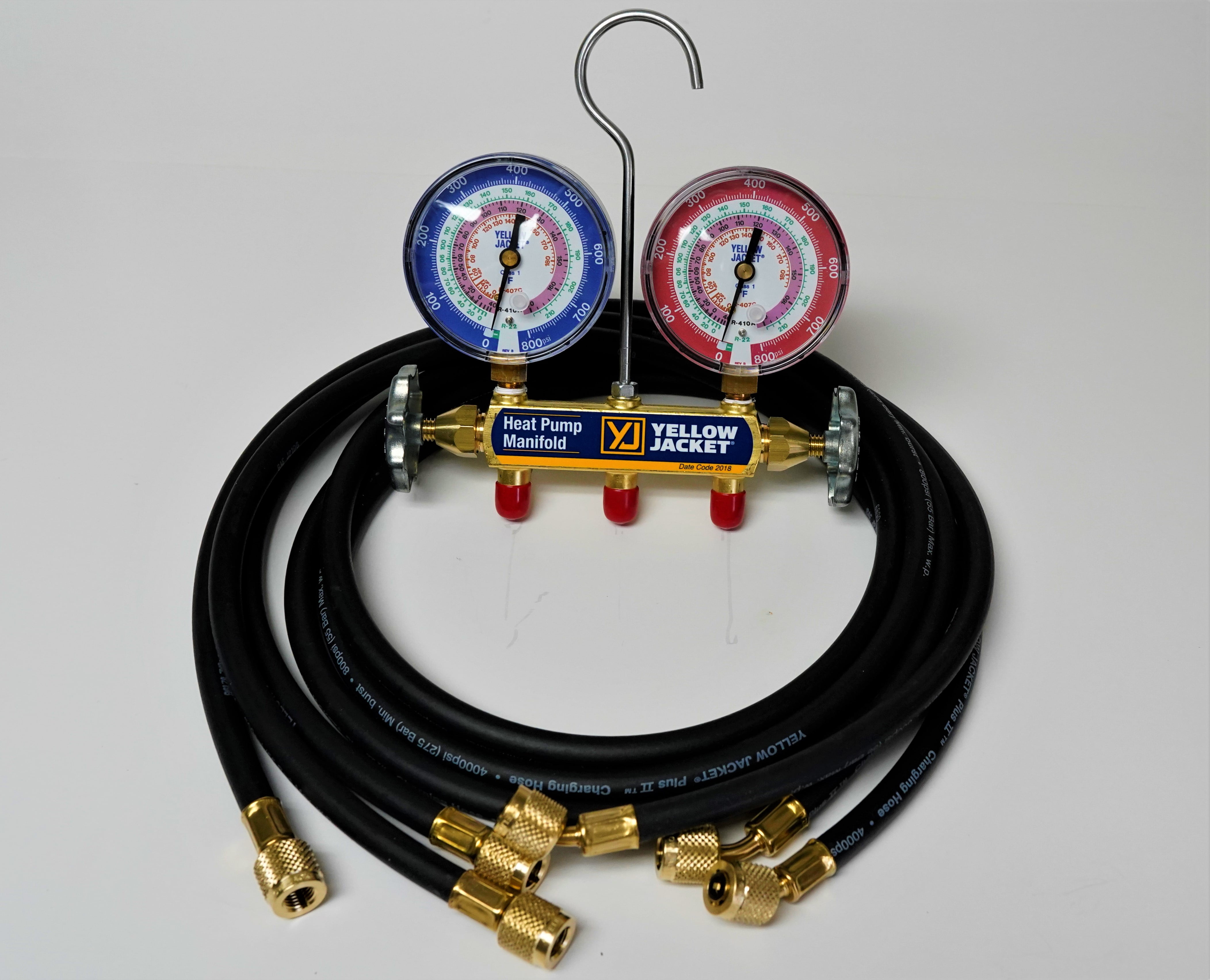 Yellow Jacket 42044 Heat Pump Charging Manifold with 60" Black Plus II