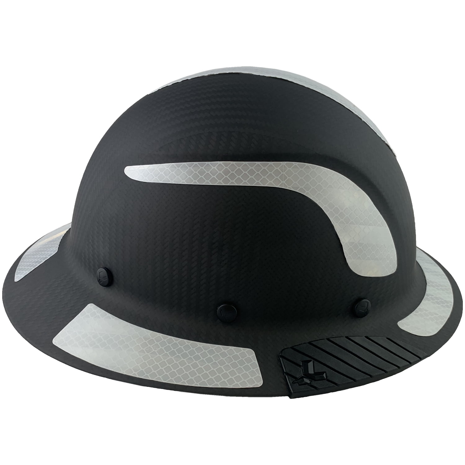 Lift Safety Helmet - Actual Carbon Fiber Full Brim Hard Hat - Matte Black with White Reflective Decals with Hard Hat Tote Bag