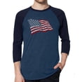 thumbnail image 1 of LA Pop Art Men's Raglan Baseball Word Art T-shirt - American Wars Tribute Flag, 1 of 2